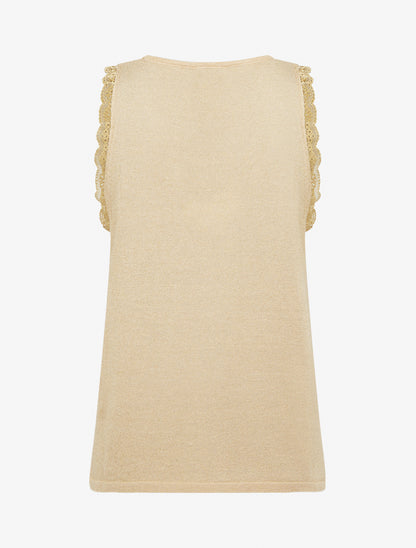 Débardeur en maille irisée à dentelle - Beige - 2