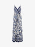 Robe longue élastiquée à imprimé fantaisie - Marine - 1
