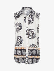 Chemise sans manches imprimé anémones - Noir - 1