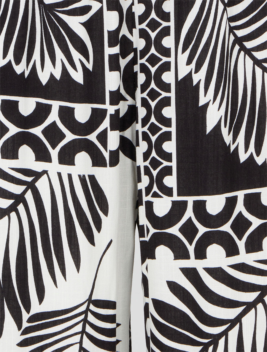 Pantalon ample imprimé feuille de palmier - Noir - 3