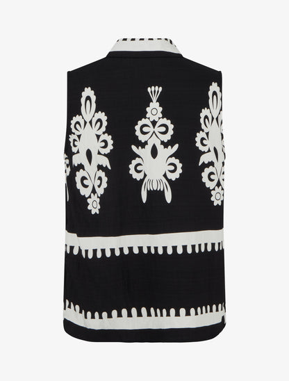 Chemise sans manches imprimé arabesques - Noir - 2