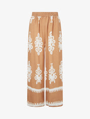 Pantalon ample à imprimé arabesque - Camel - 1