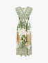 Robe longue imprimé feuillage à manches courtes - Vert - 1