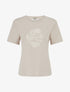 T-shirt uni à broderie feuille - Beige - 1