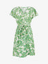 Robe mi-longue imprimé feuilles et irisée - Vert - 1