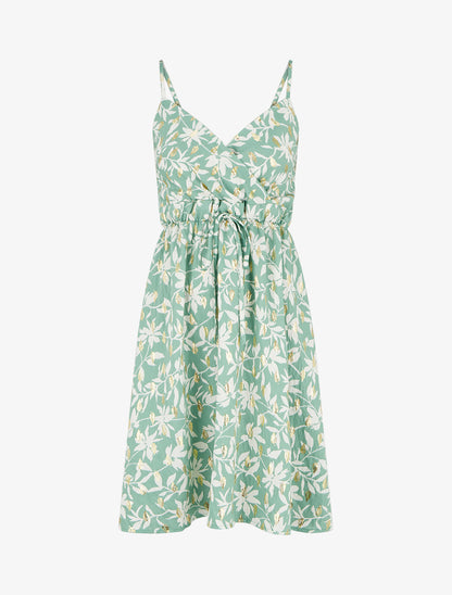 Robe imprimé feuillage à détail irisé - Vert d&