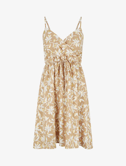 Robe imprimé feuillage à détail irisé - Taupe - 1
