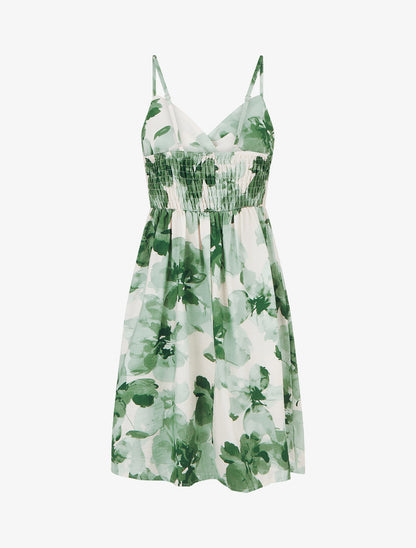 Robe mi-longue imprimé floral - Vert - 2