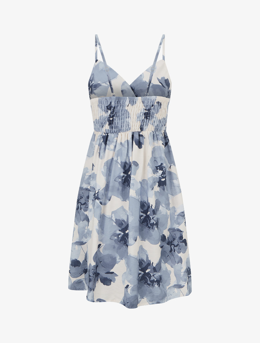 Robe mi-longue imprimé floral - Bleu gris - 2