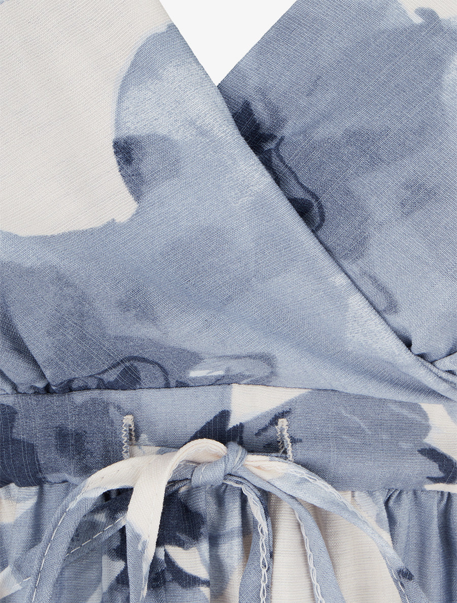 Robe mi-longue imprimé floral - Bleu gris - 3