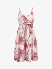 Robe mi-longue imprimé floral - Vieux rose - 1