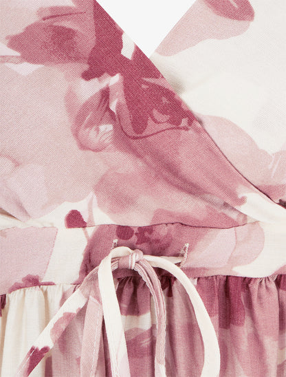 Robe mi-longue imprimé floral - Vieux rose - 3