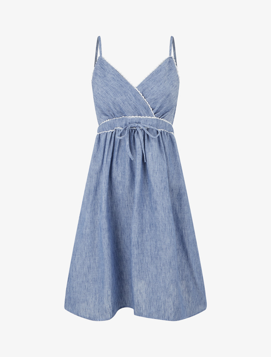 Robe mi-longue à col cache-coeur - Bleu - 1