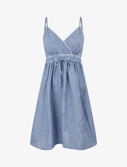 Robe mi-longue à col cache-coeur - Bleu - 1