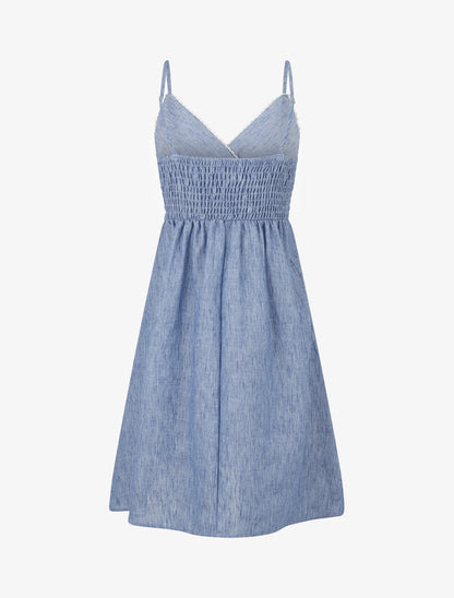 Robe mi-longue à col cache-coeur - Bleu - 2