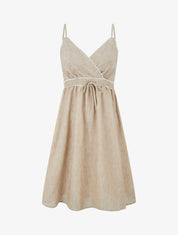 Robe mi-longue à col cache-coeur - Taupe - 1