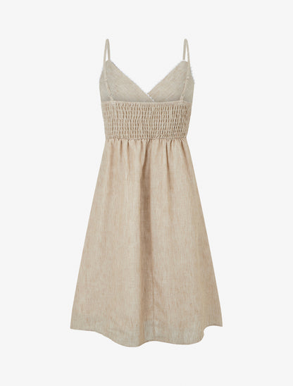 Robe mi-longue à col cache-coeur - Taupe - 2