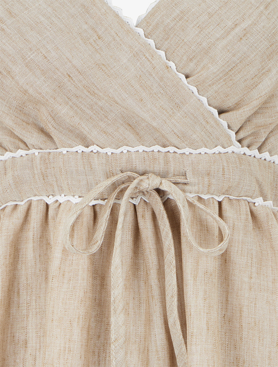 Robe mi-longue à col cache-coeur - Taupe - 3