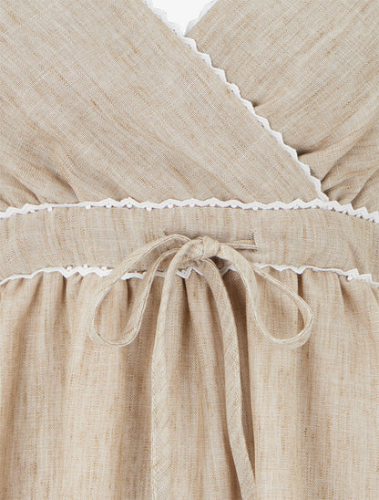 Robe mi-longue à col cache-coeur - Taupe - 3