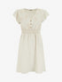 Robe mi-longue élastiquée à buste brodé - Beige - 1