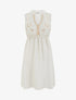 Robe mi-longue élastiquée à buste brodé - Beige - 1