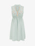 Robe mi-longue élastiquée à buste brodé - Vert pâle - 1