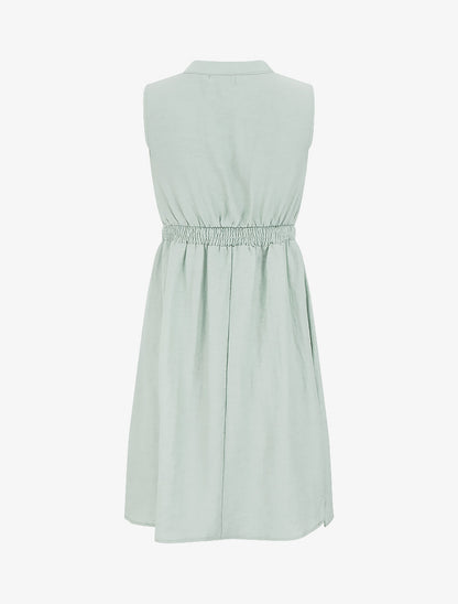 Robe mi-longue élastiquée à buste brodé - Vert pâle - 2