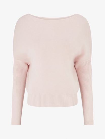 Pull droit manches chauve-souris et col bateau - Rose - 1