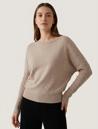 Gerader Pullover mit Fledermausärmeln und U-Boot-Ausschnitt - Maulwurf