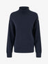 Pull droit à col montant et boutons métalliques - Marine - 1