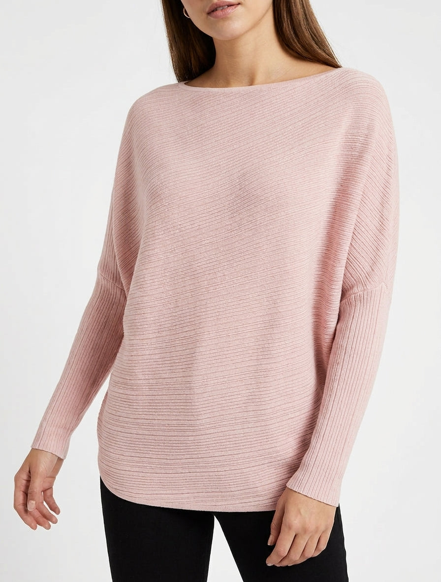 Weit geschnittener Pullover mit Fledermausärmeln - Rose