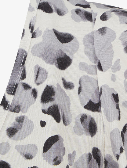 Combishort à manches volantées imprimé léopard - Gris - 3