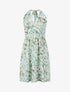 Robe mi-longue dos nu imprimé fleurs abstraites - Vert menthe - 1