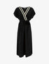 Robe longue manches courtes à col fantaisie - Noir - 1