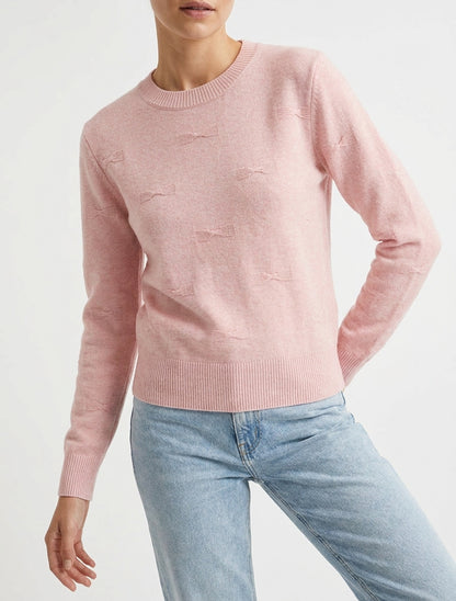 Gerader Pullover mit Rundhalsausschnitt und Knotenmuster. - Rose