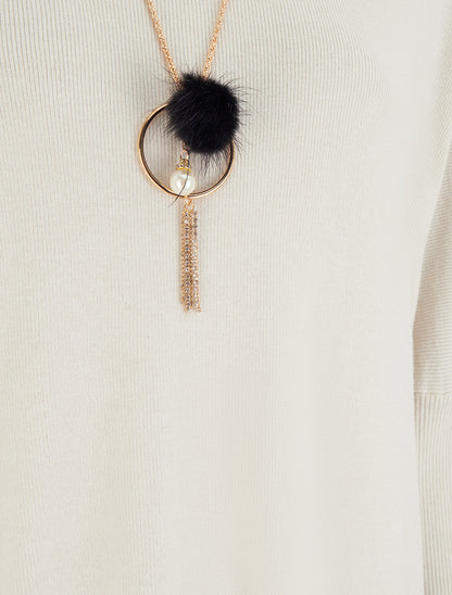 Pull long uni asymétrique - Écru - 3