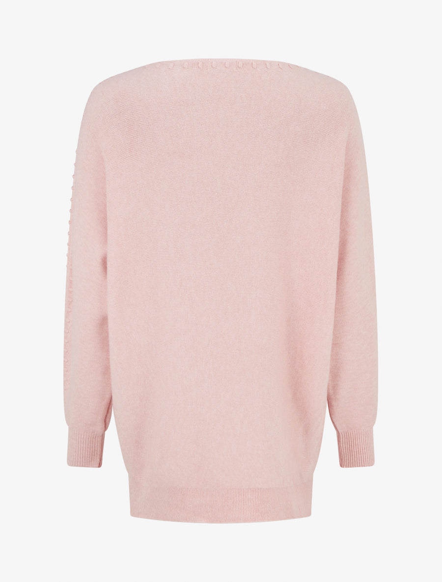 Pull uni à détail texturé - Rose - 2