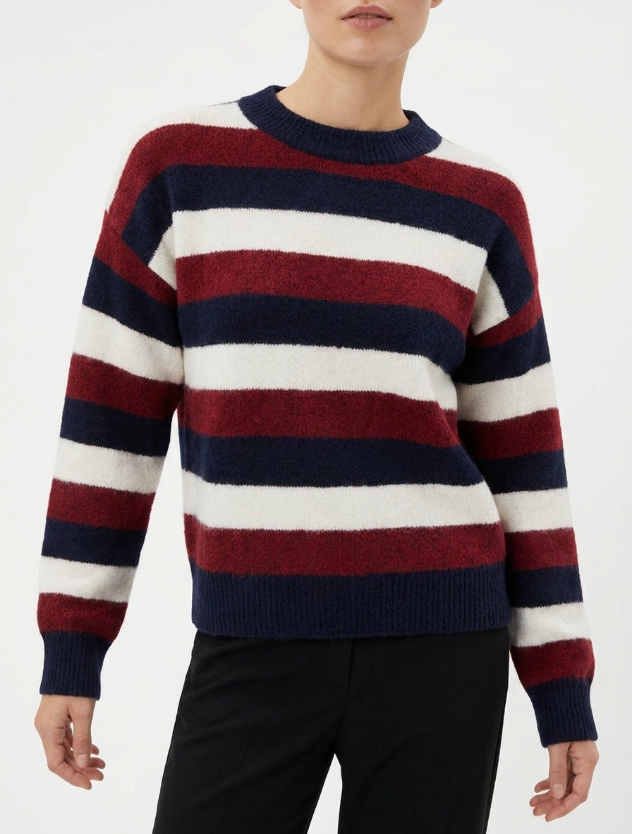 Gestreifter Pullover mit Rundhalsausschnitt - Marine