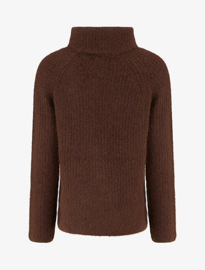Pull uni à fermeture boutonnée - Marron - 2