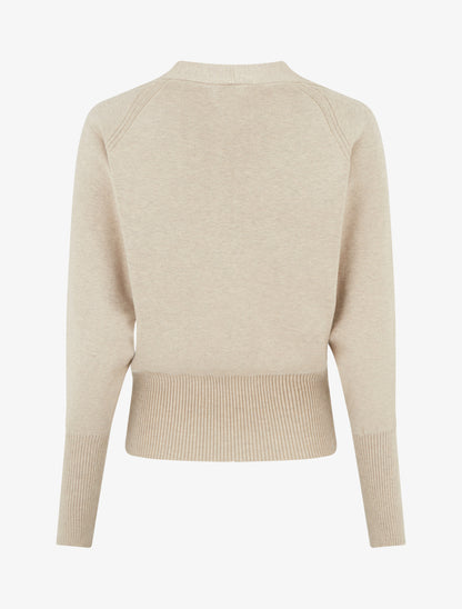 Pull uni à col V - Taupe - 2