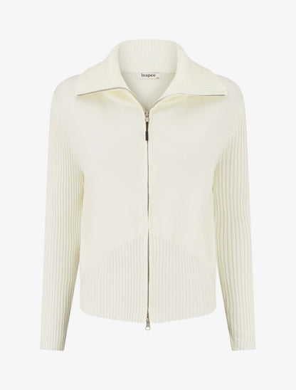 Gilet en maille zippé - Crème - 1