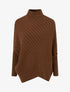 Pull overzise asymétrique à col montant - Camel - 1