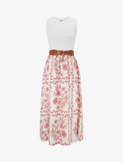 Robe imprimé floral à poches - Vieux rose - 1