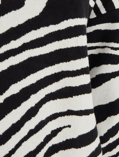 Pull ample imprimé zèbre - Blanc - 3