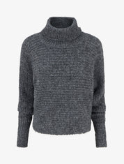 Pull en laine mélangée irisé à col roulé - Gris - 1