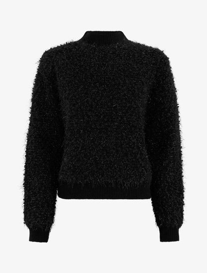 Pull droit en maille duveteuse irisée - Noir - 1
