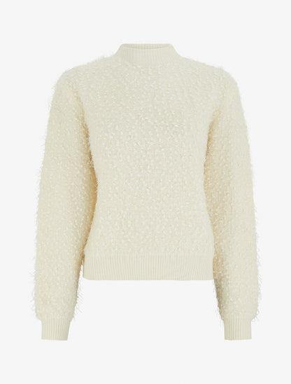 Pull droit en maille duveteuse irisée - Crème - 1