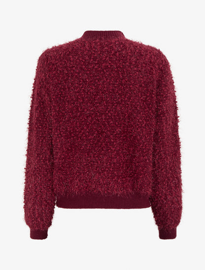 Pull droit en maille duveteuse irisée - Lie de vin - 2