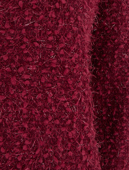 Pull droit en maille duveteuse irisée - Lie de vin - 3