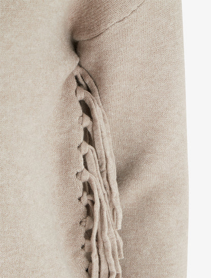 Pull uni frangés à col roulé - Taupe - 3